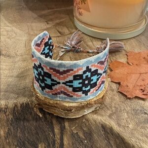 Colorful Woven Bracelet with Geometric Pattern